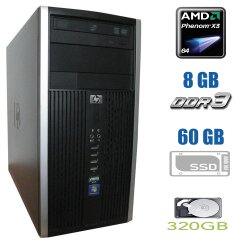 HP Compaq Pro 6005 MT / AMD Phenom II X3 B75 (3 ядра по 3.0GHz) / 8 GB DDR3 / 60 GB SSD+320 GB HDD 