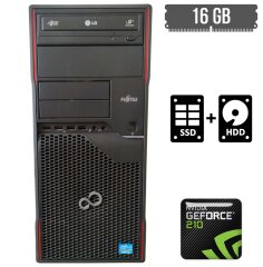 Компьютер Fujitsu Esprimo P710 E85+ Tower / Intel Core i3-3220 (2 (4) ядра по 3.3 GHz) / 16 GB DDR3 / 128 GB SSD + 500 GB HDD / nVidia GeForce 210, 1 GB GDDR3, 64-bit / DVD-RW / HDMI