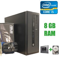 Компьютер HP 600 G2 MT / Intel Core i5-4590 (4 ядра по 3.0 - 3.7GHz) / 8 GB DDR3 / 120 GB SSD+500GB HDD / GeForce GT 1030 2GB / DVD-RW