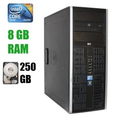 HP Elite 8000 Tower / Intel Core 2 Quad Q9500 (4 ядра по 2.83 GHz) / 8 GB DDR3 / 250 GB HDD