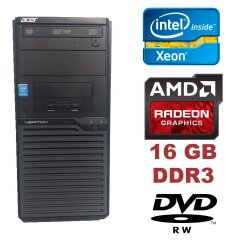 Игровой ПК Acer Veriton M2631 Tower / Intel Xeon E3-1225v3 - аналог i5-4570 - (4 ядра по 3.2 - 3.6GHz) / 16GB DDR3 / 512 GB SSD new / Sapphire R7 260X 2GB GDDR5, 128bit  / DVD-RW