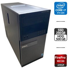 Комп'ютер Dell OptiPlex 9020 Tower / Intel Core i7-4790 (4 (8) ядра по 3.6 - 4.0 GHz) / 16 GB DDR3 / 256 GB SSD + 500 GB HDD / AMD FirePro W4100, 2 GB GDDR5, 128-bit / DVD-ROM