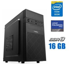 Игровой ПК Vinga CS112B Tower NEW / Intel Xeon E3-1240 v3 (4 (8) ядра по 3.4 - 3.8 GHz) (аналог i7-4770) / 16 GB DDR3 / 256 GB SSD / AMD Radeon Pro W6600, 8 GB GDDR6, 128-bit