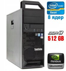 Рабочая станция Lenovo ThinkStation S30 Tower / Intel Xeon E5-2670 (8 (16) ядер по 2.6 - 3.3 GHz) / 512 GB DDR3 / 240 GB SSD / nVidia Quadro 2000, 1 GB GDDR5, 128-bit / 610W / DVI / DisplayPort