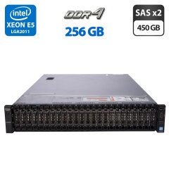 Сервер Dell PowerEdge R730xd 24SFF 2U Rack / 2x Intel Xeon E5-2667 v4 (8 (16) ядер по 3.2 - 3.6 GHz) / 256 GB DDR4 / 2x 450 GB SAS / Matrox G200eR2 / 2x 750W