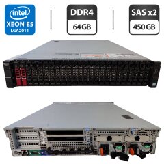 Сервер Dell PowerEdge R730xd 24SFF 2U Rack / 2x Intel Xeon E5-2690 v4 (14 (28) ядер по 2.6 - 3.5 GHz) / 64 GB DDR4 / 2x 450 GB SAS / Matrox G200eR2 / 2x 750W