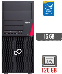 Компьютер Fujitsu Esprimo P720 E90+ Tower / Intel Core i5-4590 (4 ядра по 3.3 - 3.7 GHz) / 16 GB DDR3 / 120 GB SSD / Intel HD Graphics 4600 / DisplayPort / DVI