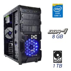 Новый игровой ПК QUBE QB932A U3 Tower / Intel Core i3-10100F (4 (8) ядра по 3.6 - 4.3 GHz) / 8 GB DDR4 / 1 TB HDD / nVidia GeForce GTX 1650, 4 GB GDDR5, 128-bit / 500W / PRIME H410M-K