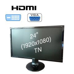 Монитор Benq GL2460-B / 24" (1920x1080) TN / 1x HDMI, 1x DVI, 1x VGA, 2x Audio Ports / Встроенные колонки 2x 1W