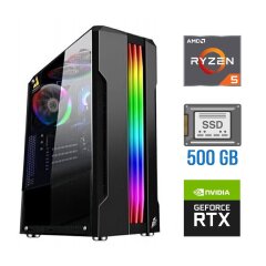 Новий ігровий ПК Tower / AMD Ryzen 5 5500 (6 (12) ядер по 3.6 - 4.2 GHz) / 16 GB DDR4 / 500 GB SSD / nVidia GeForce RTX 4060, 8 GB GDDR6, 128-bit