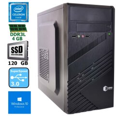 Новый компьютер Business B21v06Win / Intel Celeron J1800 (2 ядра по 2.41 - 2.58 GHz) / Intel HD / 4 GB DDR3L / 120 GB SSD / GA-J1800N-D2H V1.3 / QUBE QB05M / 400W / BOX / Windows 10 Pro
