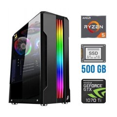 Игровой ПК Tower / AMD Ryzen 5 4500 (6 (12) ядер по 3.6 - 4.1 GHz) NEW / 16 GB DDR4 NEW / 500 GB SSD NEW / nVidia GeForce GTX 1070 Ti, 8 GB GDDR5, 256-bit