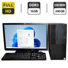 Комплект ПК: Dell OptiPlex 3050 Tower / Intel Core i3-6100 (2 (4) ядра по 3.7 GHz) / 16 GB DDR4 NEW / 240 GB SSD NEW / Intel HD Graphics 630 + Монитор Б-класс 22" (1920x1080) TN / VGA, DVI / Разные бренды + Клавитура, мышка, кабели, Windows 11 Pro