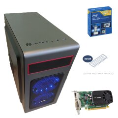 Металический MidiTower / Intel Xeon E5-2680 (8 (16) ядер по 2.7 - 3.5 GHz) new / 32 GB DDR3 ECC new / 1000 GB HDD / nVidia Quadro K620 2GB GDDR3 (128bit) / 800W new