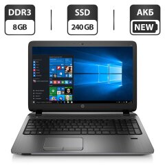 Ноутбук Б-клас HP ProBook 450 G2 / 15.6" (1366x768) TN / Intel Core i5-5200U (2 (4) ядра по 2.2 - 2.7 GHz) / 8 GB DDR3 / 240 GB SSD / Intel HD Graphics 5500 / WebCam / HDMI / АКБ NEW / Windows 10 Pro
