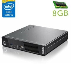 Неттоп Lenovo ThinkCentre M93 Tiny USFF / Intel Core i5-4570 (4 ядра по 3.2 - 3.6 GHz) / 8 GB DDR3 / no HDD / Intel HD Graphics 4600 / DisplayPort / Блок живлення в комплекті