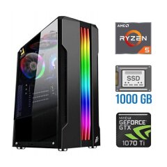 Ігровий ПК Tower / AMD Ryzen 5 4500 (6 (12) ядер по 3.6 - 4.1 GHz) NEW / 32 GB DDR4 NEW / 1000 GB SSD NEW / nVidia GeForce GTX 1070 Ti, 8 GB GDDR5, 256-bit