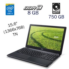 Ноутбук Acer E1-570G / 15.6" (1366x768) TN / Intel Core i3-3217U (2 (4) ядра по 1.8 GHz) / 8 GB DDR3 / 750 GB HDD / nVidia GeForce GT 740, 1 GB GDDR5, 128-bit / WebCam / DVD-ROM