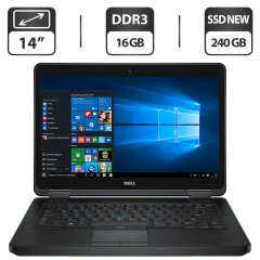 Ноутбук Б-класс Dell Latitude E5440 / 14" (1600x900) TN / Intel Core i5-4300U (2 (4) ядра по 1.9 - 2.9 GHz) / 16 GB DDR3 / 240 GB SSD NEW / Intel HD Graphics 4400 / WebCam / DVD-ROM / Windows 10 Pro