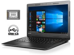 Ноутбук Б-класс Lenovo IdeaPad 100S-14IBR / 14" (1366x768) TN / Intel Celeron N3060 (2 ядра по 1.6 - 2.48 GHz) / 2 GB DDR3 / 32 GB eMMC + 120 GB SSD / Intel HD Graphics / WebCam / HDMI / Windows 10 Pro