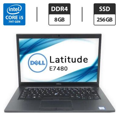 Ультрабук Dell Latitude E7480 / 14" (1366x768) TN / Intel Core i5-7300U (2 (4) ядра по 2.6 - 3.5 GHz) / 8 GB DDR4 / 256 GB SSD / Intel HD Graphics 620 / WebCam