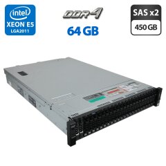 Сервер Dell PowerEdge R730xd 24SFF 2U Rack / 2x Intel Xeon E5-2667 v4 (8 (16) ядер по 3.2 - 3.6 GHz) / 64 GB DDR4 / 2x 450 GB SAS / Matrox G200eR2 / 2x 750W