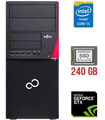 Игровой ПК Fujitsu Esprimo P720 E90+ Tower / Intel Core i5-4590 (4 ядра по 3.3 - 3.7 GHz) / 16 GB DDR3 / 240 GB SSD / nVidia GeForce GTX 750 Ti, 2 GB GDDR5, 128-bit / 280W / HDMI