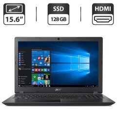 Ноутбук Б-класс Acer Aspire 3 A315 / 15.6" (1366x768) TN / Intel Celeron N3350 (2 (4) ядра по 1.1 - 2.4 GHz) / 4 GB DDR3 / 128 GB SSD / Intel HD Graphics 500 / WebCam / DVD-ROM / HDMI