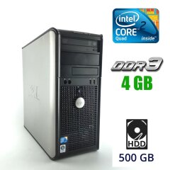 Системный блок Dell OptiPlex 780 Tower / Intel Core 2 Quad Q9400 (4 ядра по 2.66 GHz) / 4 GB DDR3 / 500 GB HDD / Intel GMA X4500