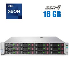 Сервер HP ProLiant DL380 G9 2U / 2x Intel Xeon E5-2630L v3 (8 (16) ядер по 1.8 - 2.9 GHz) / 16 GB DDR4 / noHDD / 2x 500W