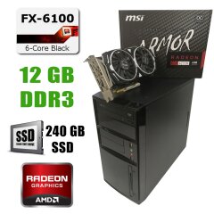 EuroCom ATX / AMD FX6100 (6 ядер по 3.3-3.9GHz) / 12GB DDR3 / new! 240GB SSD / Radeon RX470 4GB DDR5 256bit / new! 1300W / HDMI, DVI, DP, USB 3.0