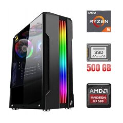 Игровой ПК / AMD Ryzen 5 2600 (6 (12) ядер по 3.4 - 3.9 GHz) / 8 GB DDR4 / 500 GB SSD / AMD Radeon RX 580, 8 GB GDDR5, 256-bit