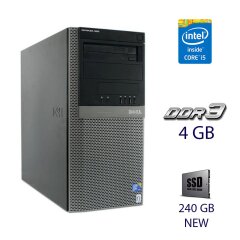 Компьютер Dell OptiPlex 980 Tower / Intel Core i5-750 (4 ядра по 2.6 - 3.2 GHz) / 4 GB DDR3 / 240 GB SSD NEW / ASUS GeForce 210 Silent Low Profile V2 1 GB, DDR3, 64-bit / DVD-RW