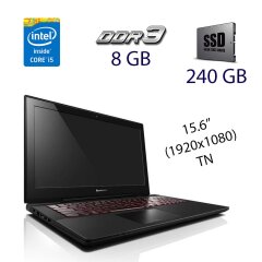 Игровой ноутбук Lenovo Y50-70 Black / 15.6" (1920x1080) TN / Intel Core i5-4210H (2 (4) ядра по 2.9 - 3.5 GHz) / 8 GB DDR3 / 240 GB SSD / nVidia GeForce GTX 960M, 4 GB GDDR5, 128-bit / WebCam / HDMI