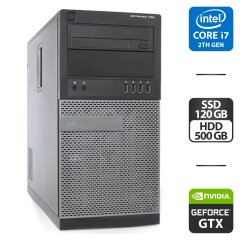Компьютер Dell OptiPlex 790 Tower / Intel Core i7-2600 (4 (8) ядра по 3.4 - 3.8 GHz) / 8 GB DDR3 / 120 GB SSD + 500 GB HDD / nVidia GeForce GTX 1050, 2 GB GDDR5, 128-bit / DVD-ROM