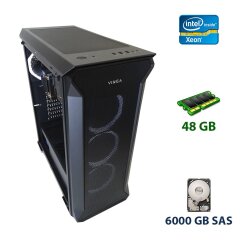 Сервер Vinga Midi-Tower / 2x Intel Xeon X5680 (6 (12) ядер по 3.33 - 3.6 GHz) / 48 GB DDR3 / 1000 GB SAS / 650W