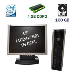 Комплект ПК: HP Compaq dc7800 USDT / Intel Core 2 Duo E4500 (2 ядра по 2.2 GHz) / 4 GB DDR2 / 160 GB HDD + Монітор ViewSonic VE155 / 15" (1024x768) TN CCFL / VGA + кабелі підключення