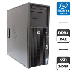 Компьютер HP Z220 Workstation Tower / Intel Xeon E3-1245 v2 (4 (8) ядра по 3.4 - 3.8 GHz) / 16 GB DDR3 / 240 GB SSD / Intel Graphics / DisplayPort