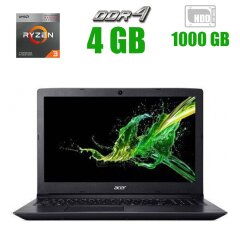 Ноутбук Acer Aspire A315-41 / 15.6" (1920x1080) TN / AMD Ryzen 3 2200U (2 (4) ядра по 2.5 - 3.4 GHz) / 4 GB DDR4 / 1000 GB HDD / Radeon Vega 3 Graphics / WebCam / USB 3.0 / HDMI