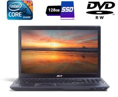 Ноутбук Acer TravelMate 5740 / 15.6" (1366x768) TN / Intel Core i5-430M (2 (4) ядра по 2.26 - 2.53 GHz) / 4 GB DDR3 / 128 GB SSD / Intel HD Graphics / WebCam / DVD-RW / HDMI