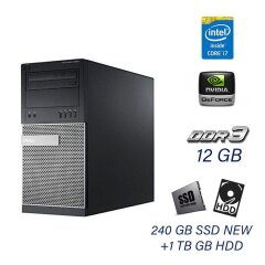 Игровой ПК Dell OptiPlex 9020 Tower / Intel Core i7-4770 (4 (8) ядра по 3.4 - 3.9 GHz) / 12 GB DDR3 / 240 GB SSD NEW + 1000 GB HDD (2x 500 GB HDD) / DVD-ROM / nVidia GeForce GTX 750, 2 GB GDDR5, 128-bit