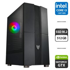 Новий ігровий ПК FSP CMT270 Tower / Intel Core i3-12100F (4 ядра по 3.3 - 4.3 GHz) / 16 GB DDR4 / 512 GB SSD M.2 / nVidia GeForce GTX 1660 Super, 6 GB GDDR6, 192-bit / HDMI / 550W