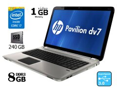 Ноутбук HP Pavilion dv7-6b78us / 17.3" (1600x900) HD+ TN / 2nd gen Intel Core i7-2630QM (4(8) ядра по 2.0GHz - 2.9GHz) / 8 GB DDR3 / 240 GB SSD / DVD / WebCam / AMD Radeon HD 7400M 1GB
