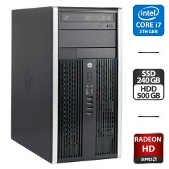 Компьютер HP Compaq Pro 6300 Tower / Intel Core i7-3770S (4 (8) ядра по 3.1- 3.9 GHz) / 8 GB DDR3 / 240 GB SSD + 500 GB HDD / AMD Radeon HD 5450, 1 GB GDDR3, 64-bit / DVD-ROM / VGA