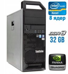 Робоча станція Lenovo ThinkStation S30 Tower / Intel Xeon E5-2670 (8 (16) ядер по 2.6 - 3.3 GHz) / 32 GB DDR3 / no HDD / nVidia Quadro 2000, 1 GB GDDR5, 128-bit / 610W / DVI / DisplayPort