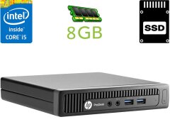 Неттоп HP ProDesk 400 G1 Mini USFF / Intel Core i5-4590T (4 ядра по 2.0 - 3.0 GHz) / 8 GB DDR3 / 120 GB SSD / Intel HD Graphics 4600 / DisplayPort + Блок питания