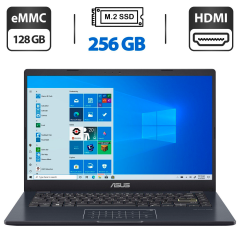 Новий ультрабук Asus Laptop E410KA / 14" (1366x768) TN / Intel Celeron N4500 (2 ядра по 1.1 - 2.8 GHz) / 4 GB DDR4 / 128 GB eMMC+256 GB SSD M2 / Intel UHD Graphics 600 / WebCam