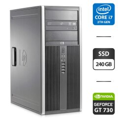 Компьютер HP Compaq 8200 Elite Tower / Intel Core i7-2600 (4 (8) ядра по 3.4 - 3.8 GHz) / 8 GB DDR3 / 240 GB SSD / nVidia GeForce GT 730, 2 GB GDDR3, 64-bit / DVD-ROM / DVI