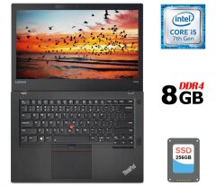 Ультрабук Б-класс Lenovo ThinkPad T470 / 14" (1366x768) TN / Intel Core i5-7300U (2 (4) ядра по 2.6 - 3.5 GHz) / 8 GB DDR4 / 256 GB SSD / Intel HD Graphics 620 / WebCam / Fingerprint / USB 3.1 / HDMI / Два АКБ