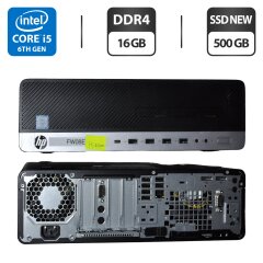 Комп'ютер HP EliteDesk 800 G3 SFF / Intel Core i5-6500 (4 ядра по 3.2 - 3.6 GHz) / 16 GB DDR4 / 500 GB SSD / Intel HD Graphics 530 / DisplayPort / Windows 11 Pro + Перехідник з DisplayPort на (VGA, DVI на вибір) у комплекті
